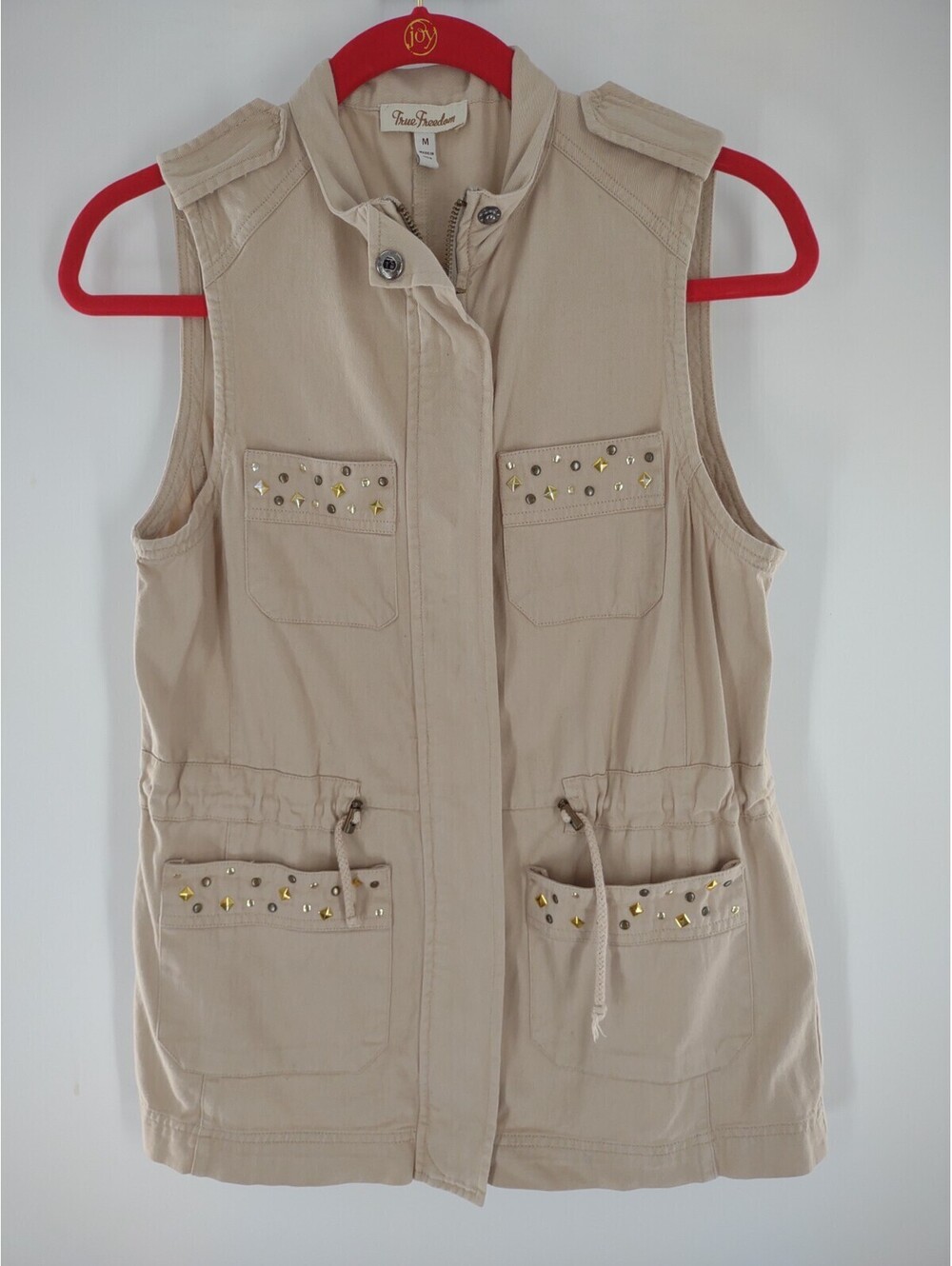 True Freedom Women's M Light Brown Full Zip Tunic Vest 033